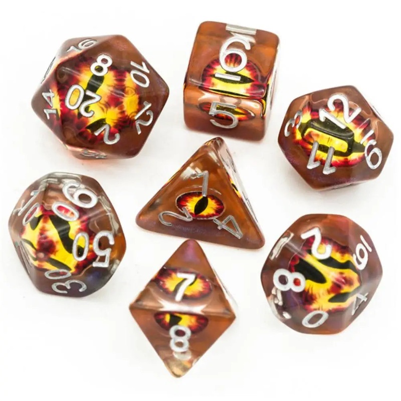 Enchanted Dice Fire Demon Eye Polyhedral (D&D) Dice Set (7)