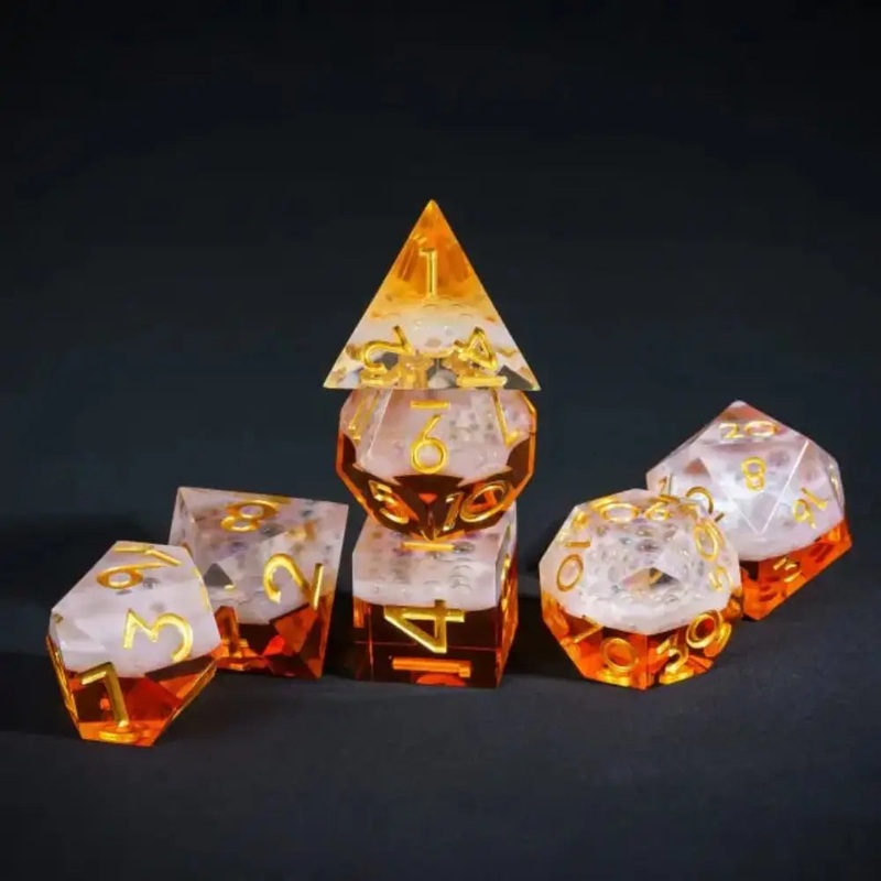 Beer Bubbles Sharp Edge Resin Polyhedral (D&D) Dice Set (7)