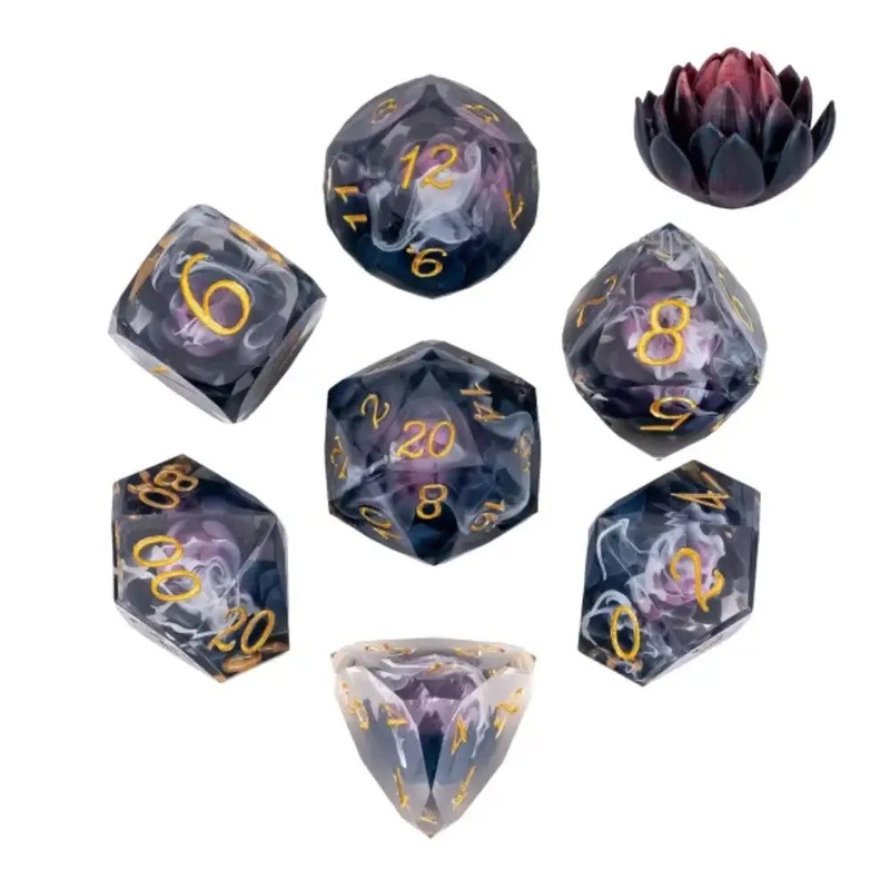 Black Lotus Edged Resin Polyhedral (D&D) Dice Set (7)