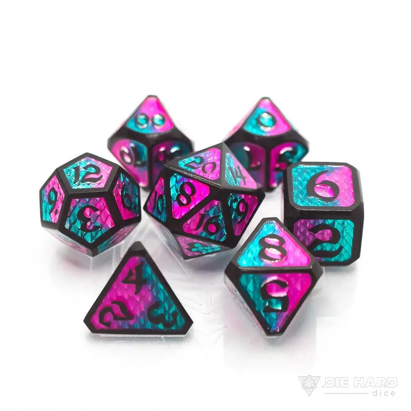 Drakona Embers Cazn Metal Polyhedral (D&D) Dice Set (7)
