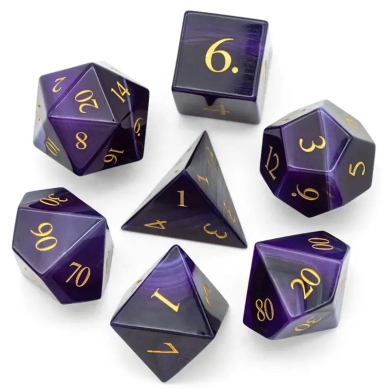 Gemstone Purple Agate Polyhedral (D&D) Dice Set (7)