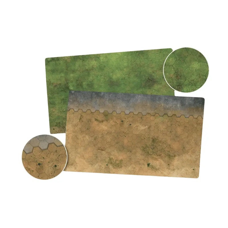 Hextech: Battlefield in a Box Reversible Game Mat 1 36" x 22" Grasslands, Arid/Urban