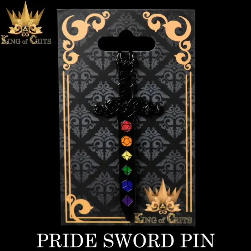 Rainbow Pride Dice Sword Pin