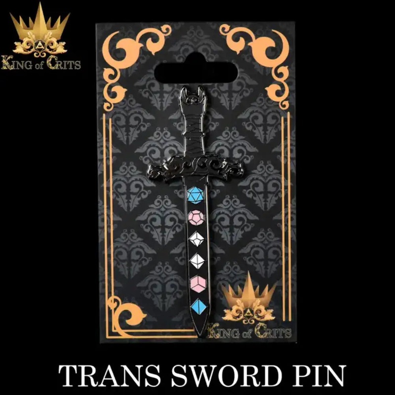 Trans Pride Dice Sword Pin