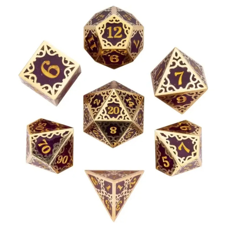 Victorious Vines Resin with Metal Gilding Polyhedral (D&D) Dice Set (7)