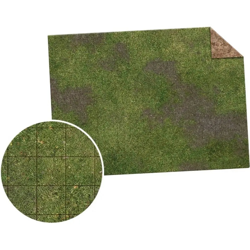 Monster Game Mat 44in x 30in - Broken Grassland / Desert Scrubland No Grid