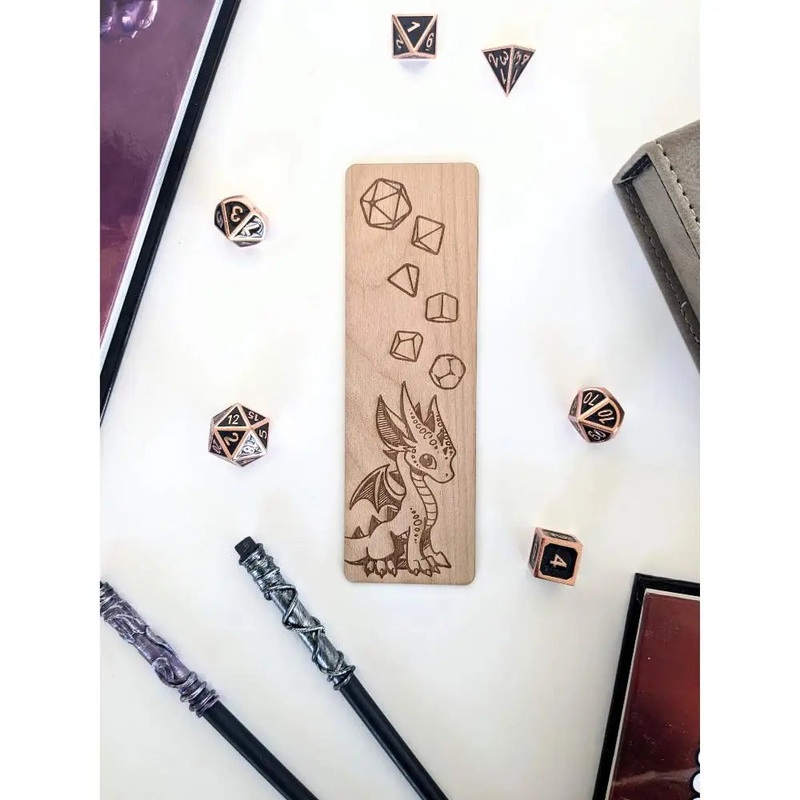 Baby Dice Dragon Wooden Bookmark