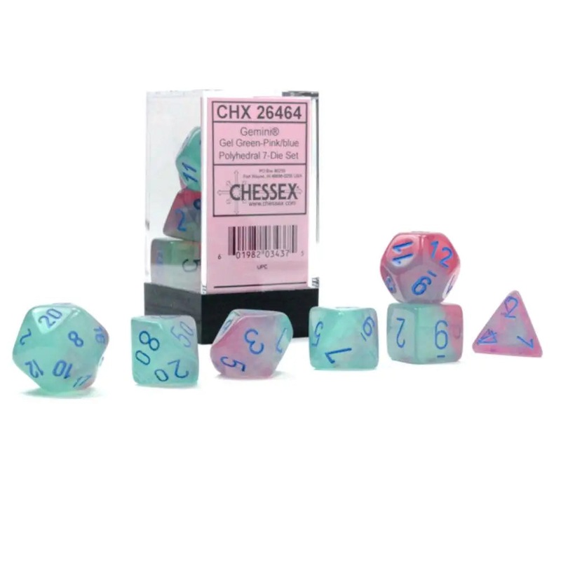 Chessex Gemini Gel Luminary Green-Pink w/Blue