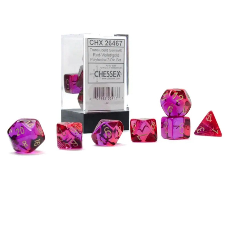 Chessex Gemini Translucent Luminary Red-Violet w/Gold