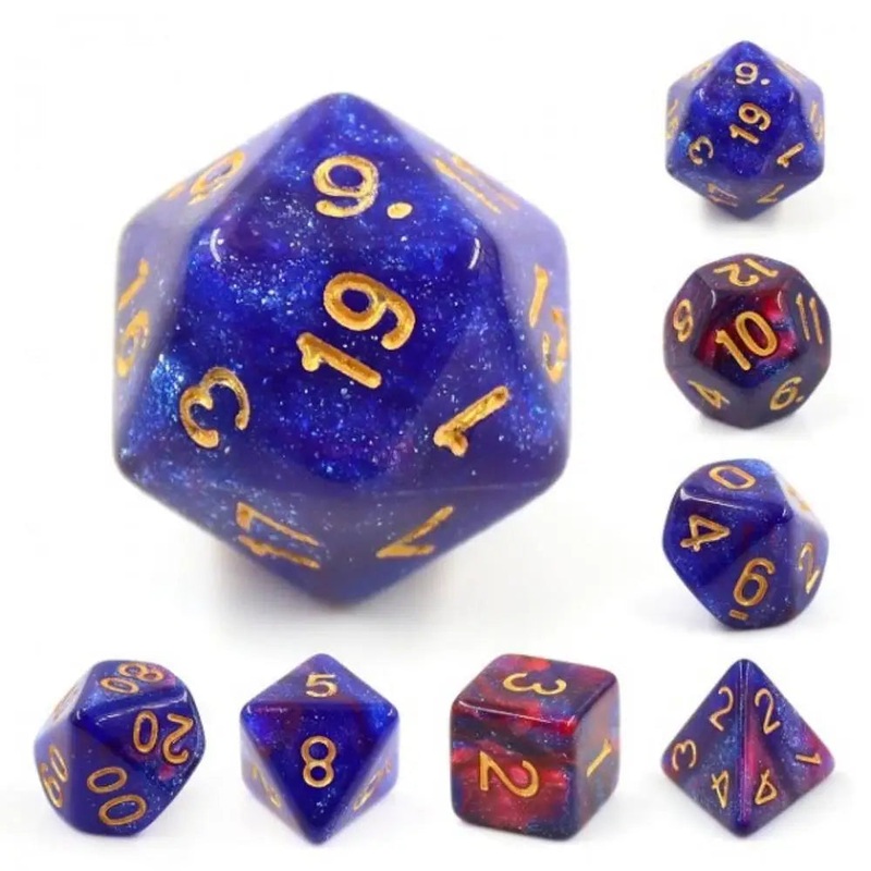 Enchanted Dice Galaxy Layer Violet Rose Polyhedral (D&D) Dice Set (7)