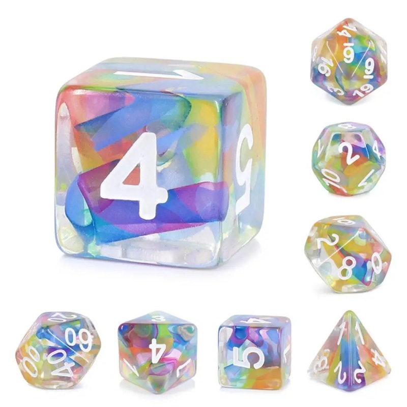 Enchanted Dice Rainbow Ribbon Polyhedral (D&D) Dice Set (7)