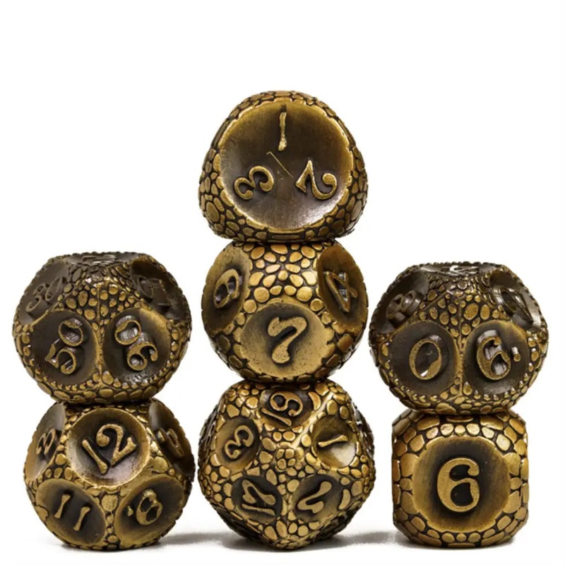 Enchanted Dice Rounded Scale Metal Polyhedral (D&D) Dice Set (7)