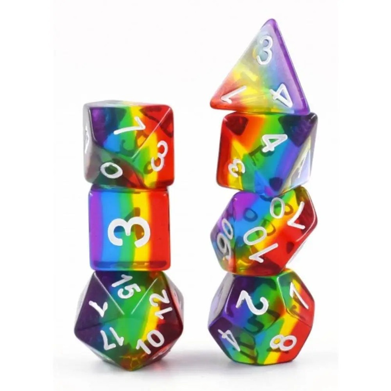 Enchanted Dice Translucent Pride Polyhedral (D&D) Dice Set (7)