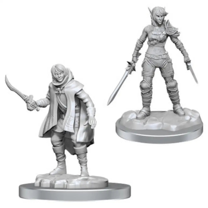 WizKids Unpainted Elf Rogue and Half-Elf Protege (2)