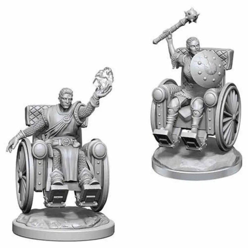 WizKids Unpainted Human Clerics in Wheelchairs (2)