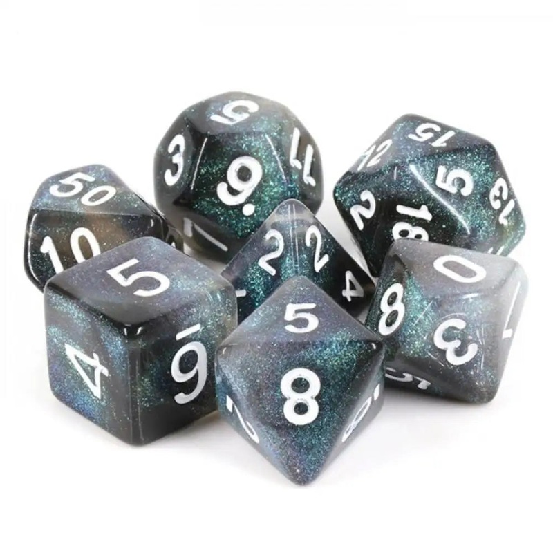 Enchanted Dice Galaxy Layer Everclear Aurora Polyhedral (D&D) Dice Set (7)