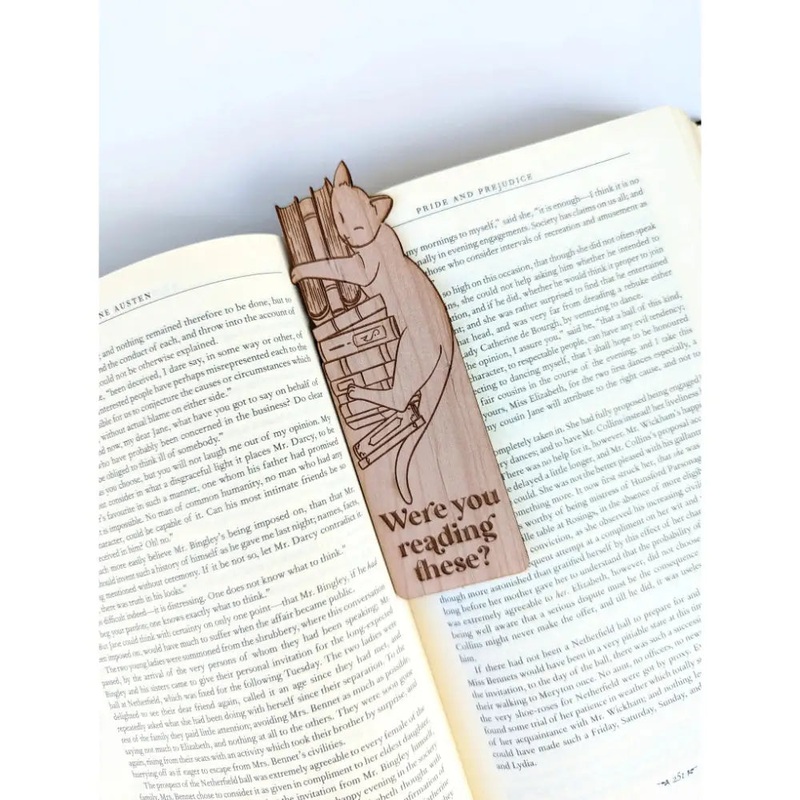 Were You Reading These? Wooden Bookmark