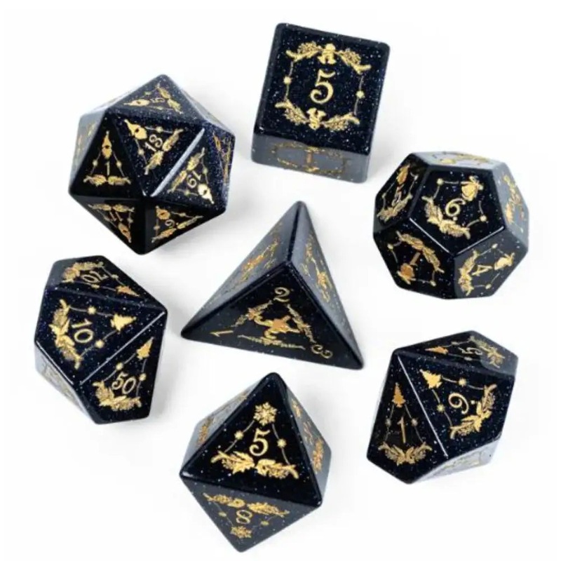 Gemstone Goldstone Polyhedral (D&D) Dice Set (7)
