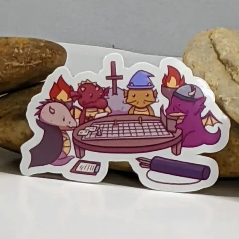 Dragons Playing TTRPG (Light) Sticker