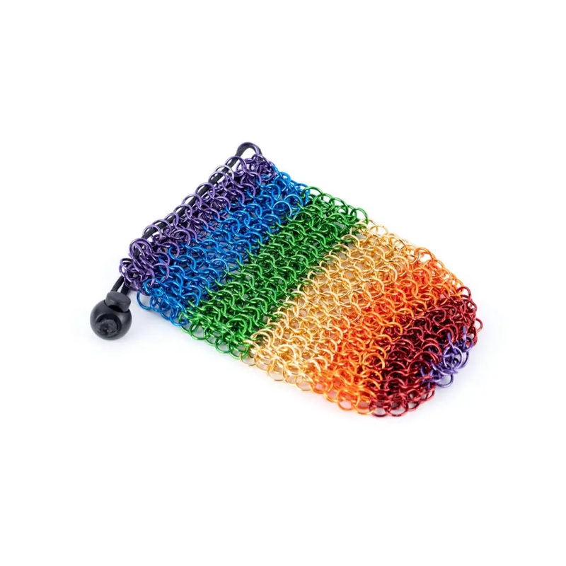 Rainbow Chain Mail Dice Bag