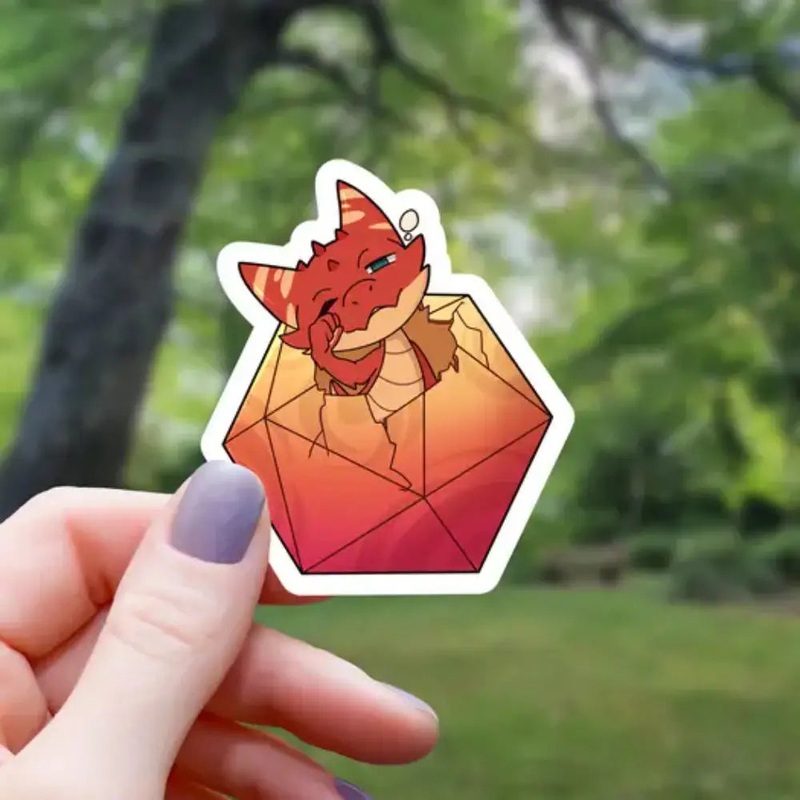 Red Dragon Hatchling D20 Sticker