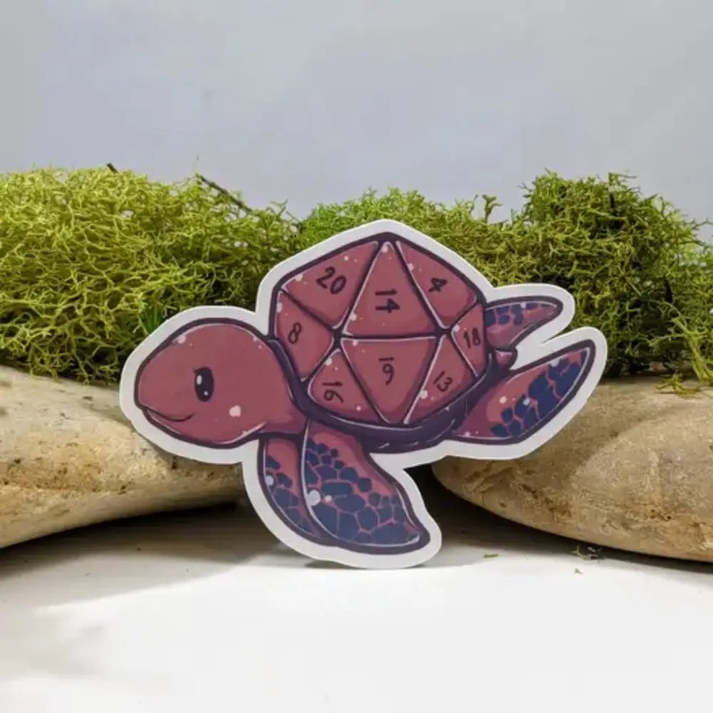 Turtle with D20 Shell Sticker