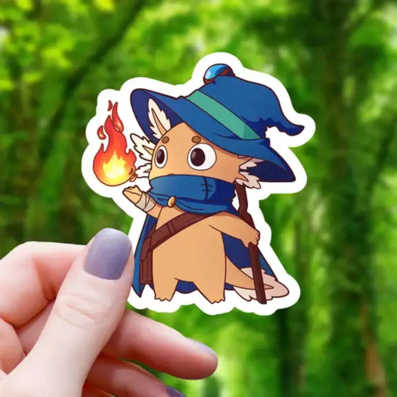 Wizard Axolotl with Fireball Sticker