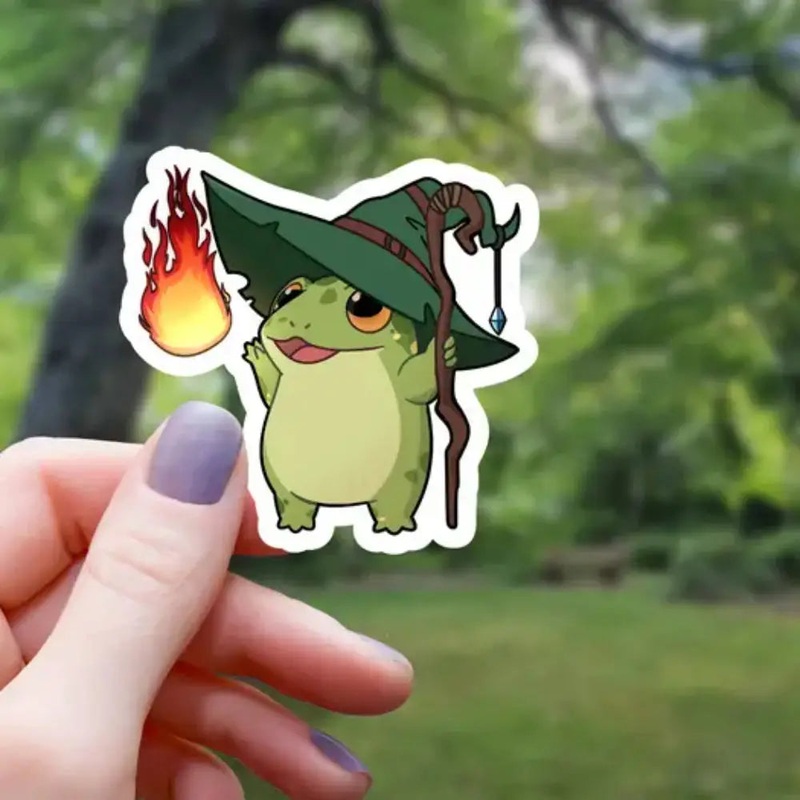 Wizard Frog with Fireball Sticker