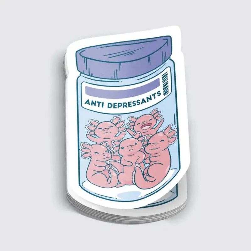 Axolotl Anti-Depressants Sticker