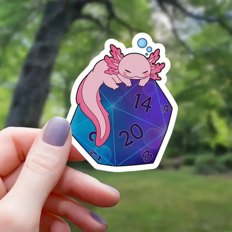 Axolotl on D20 Sticker