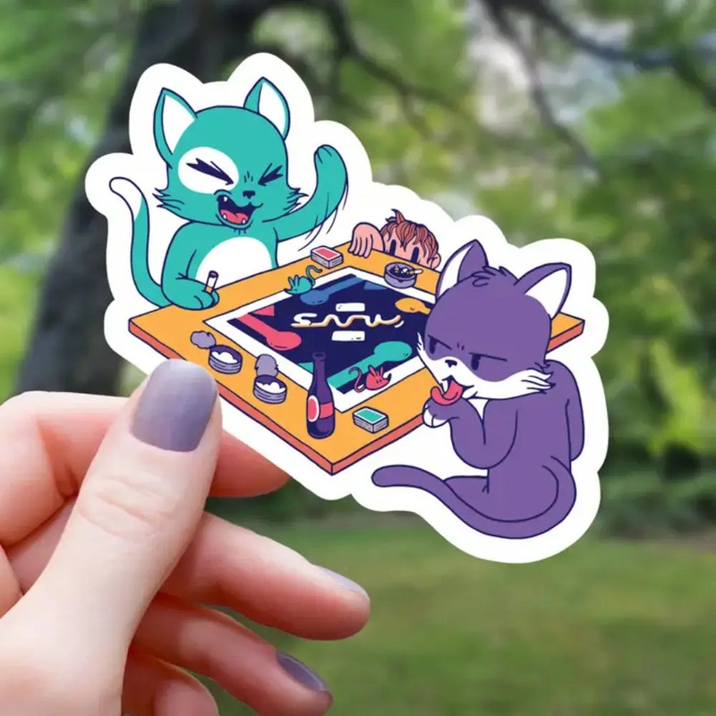 Cats Playing Board Games Sticker