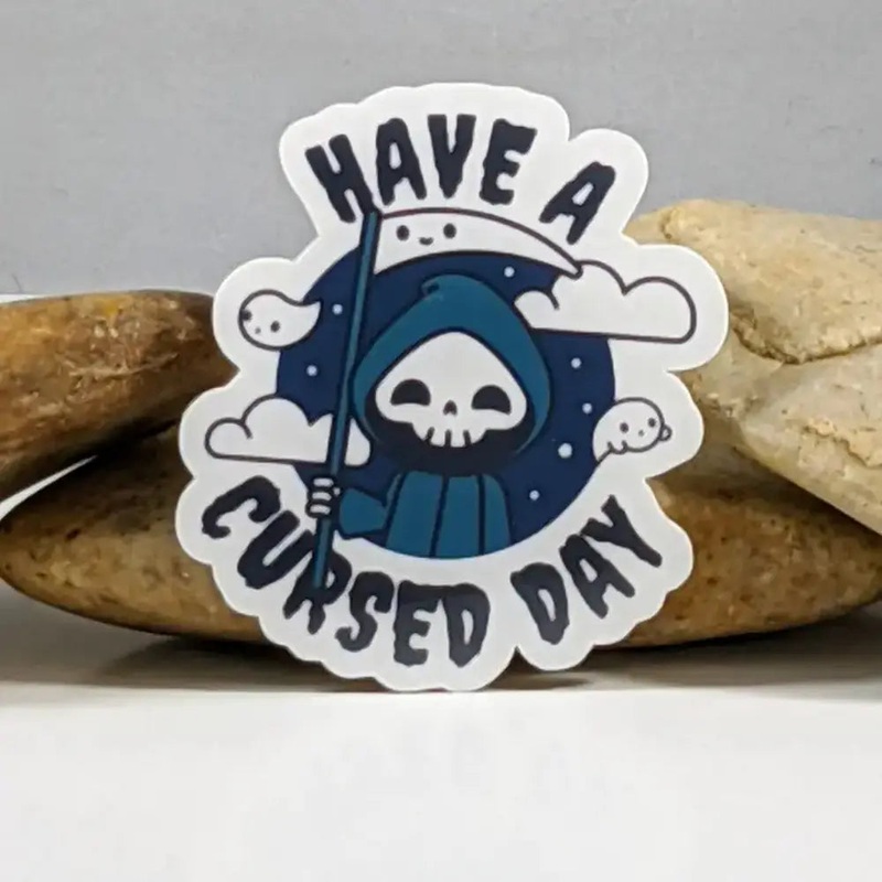 Chibi Grim Reaper Cursed Day Sticker