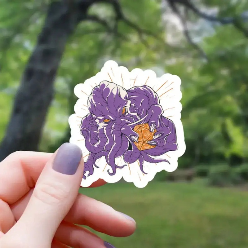 Cthulhu Holding a D20 Sticker
