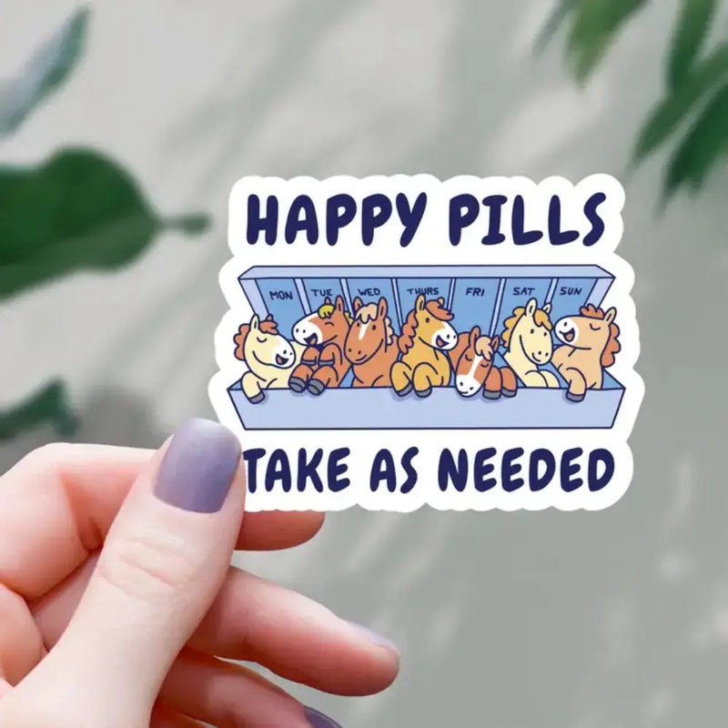 Happy Pills Horses Sticker