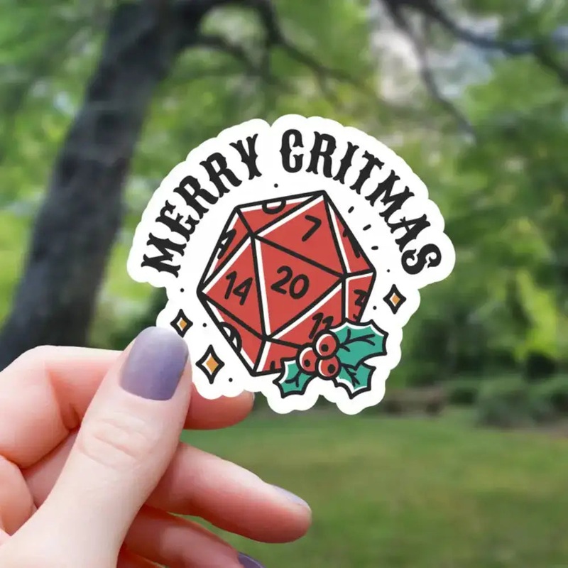 Merry Critmas D20 Sticker