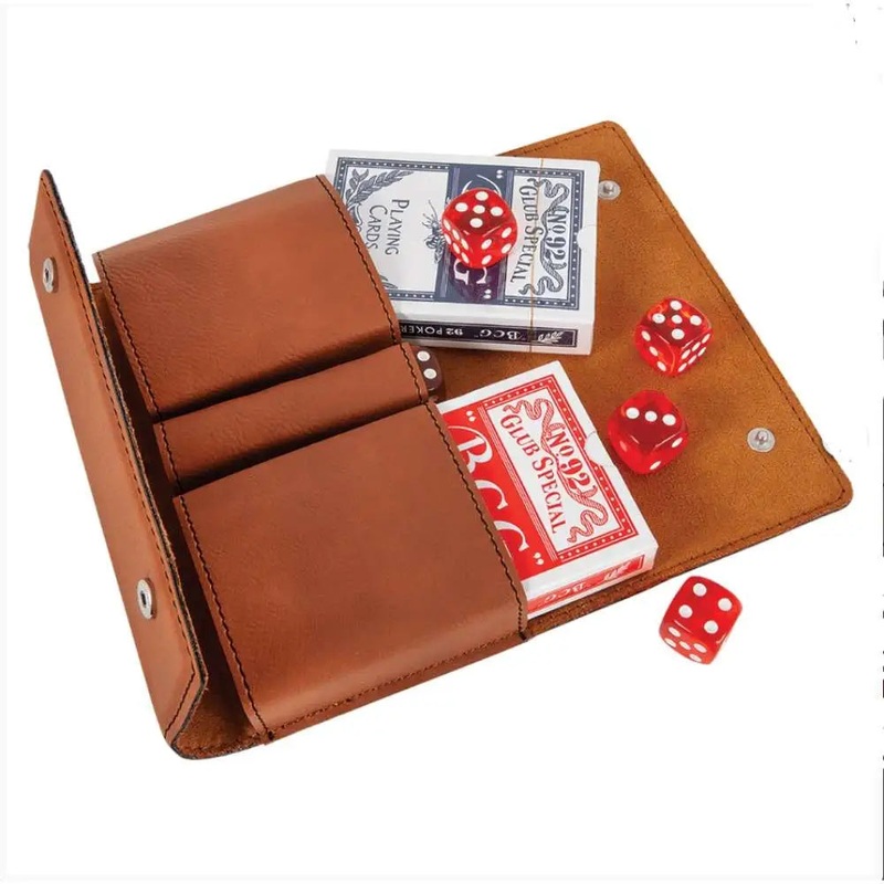 Playing Cards & Dice Set in Leatherette Pouch