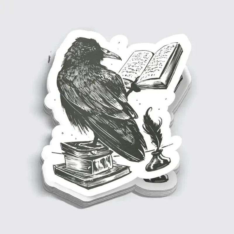The Raven Reading Sticker