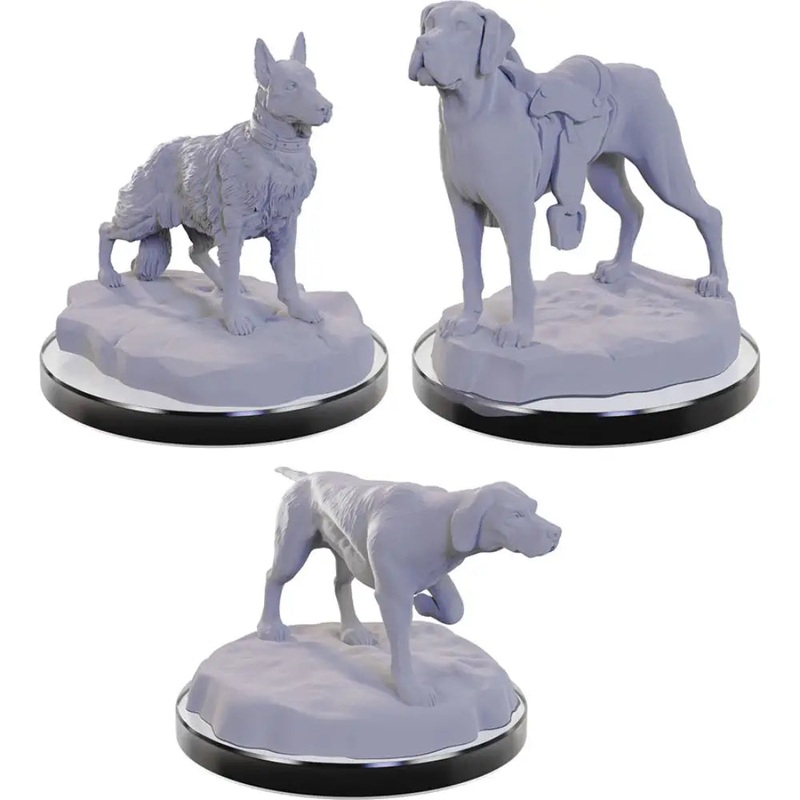WizKids Unpainted Dog Companions (3)