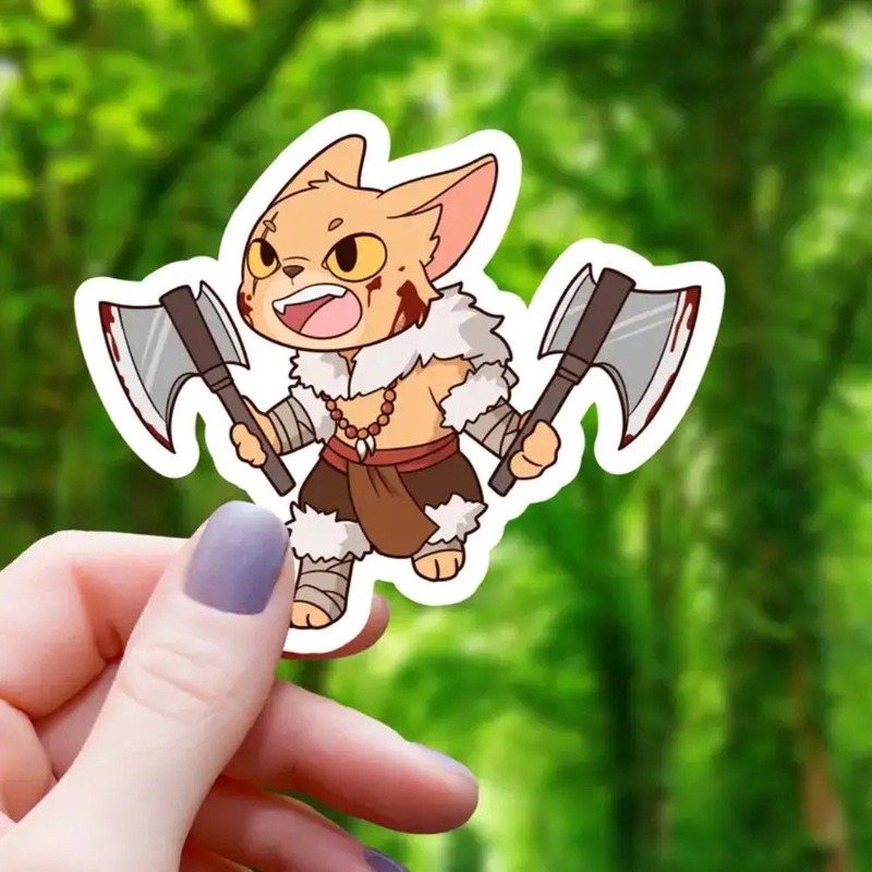 Barbarian Cat Orange Sticker
