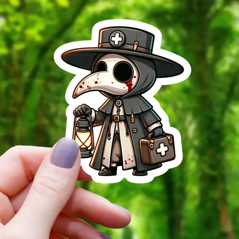 Chibi Plague Doctor Blood Spattered Sticker