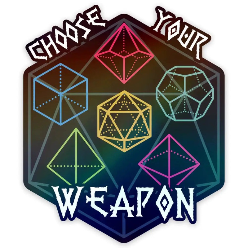 D20 Choose Your Weapon Sticker