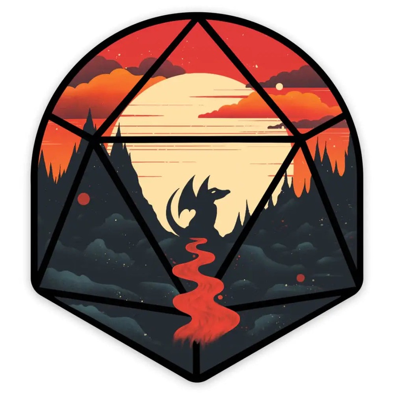 D20 Young Dragon Scene Sticker