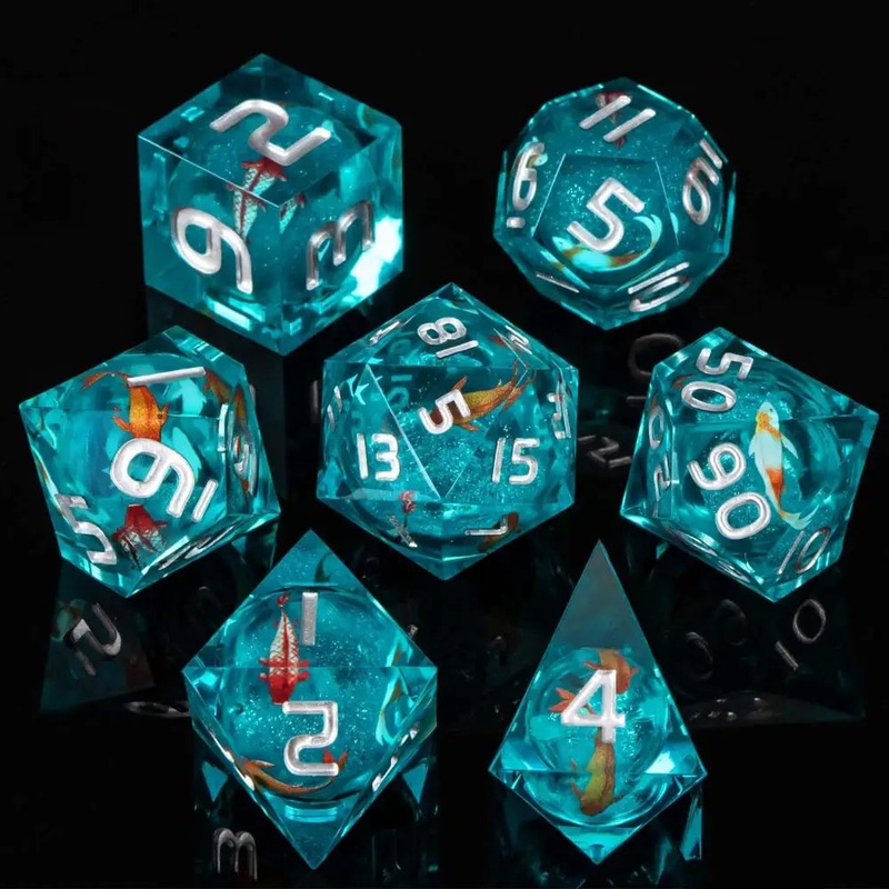 Enchanted Dice Fish Bowl Liquid Core Polyhedral (D&D) Dice Set (7)