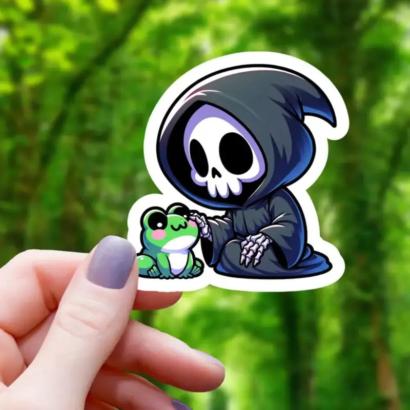 Grim Reaper Petting Frog Sticker