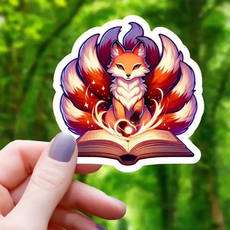 Kitsune Professor Reading Sticker