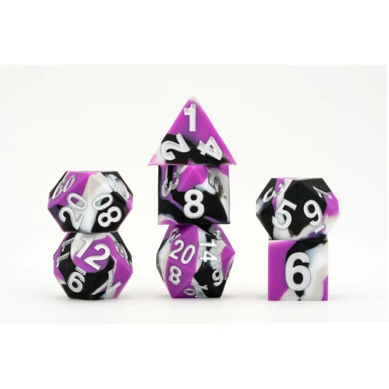 Pride Flag Sharp Edge Silicone Polyhedral (D&D) Dice Set (7)