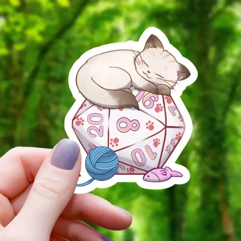 Sleeping Kitten on D20 Sticker