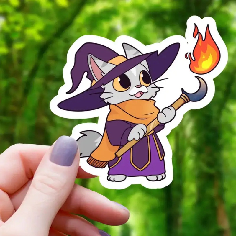 Wizard Cat Fireball Sticker