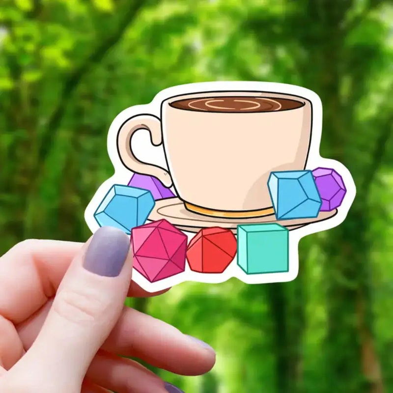 Coffee and Dice Sticker