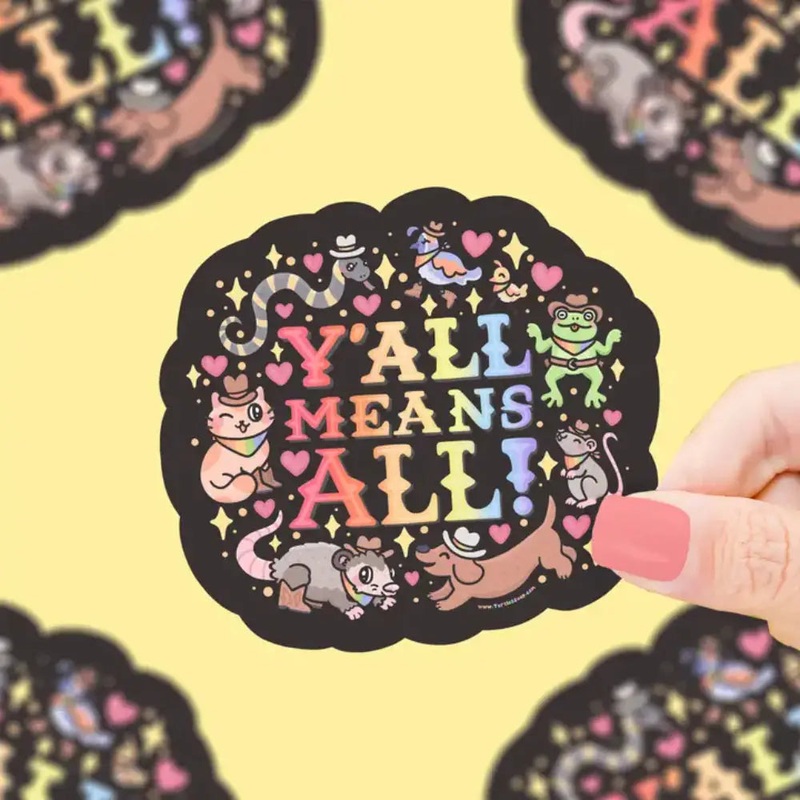 YAll Means All Cowboy Animals Sticker